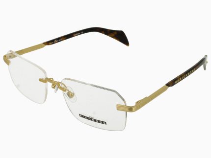 YELLOW GOLD FRONT AND TEMPLE DRK AVANA PLASTIC TIP METAL FRAME