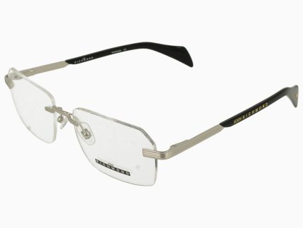 SILVER FRONT AND TEMPLE BLACK PLASTIC TIP METAL FRAME