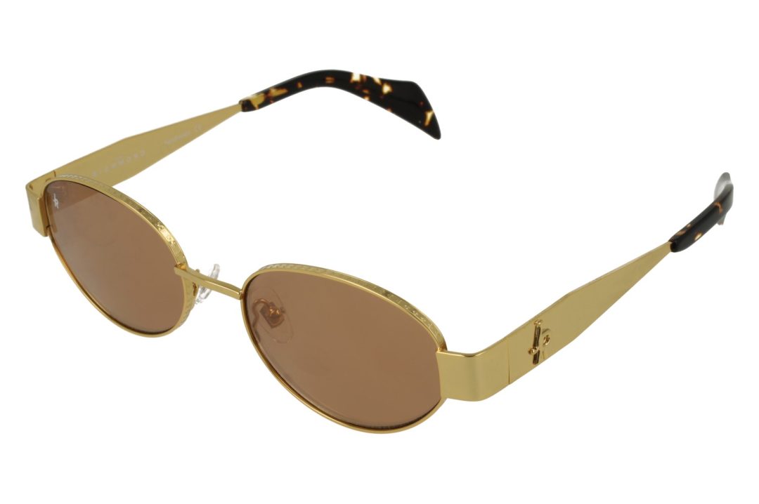 John Richmond RIS.079.14 YELLOW GOLD FRONT/TEMPLE DRK AVANA PLAST ETIP BROWN MIRR LENSES METAL SUNGLASSES