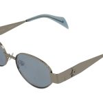 LIGHT GUN FRONT/TEMPLE MILKY BLUE PLAST ETIP BLUE MIRR LENSES METAL SUNGLASSES