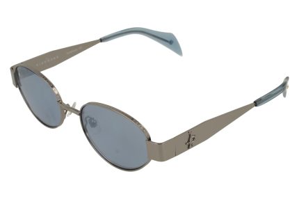 LIGHT GUN FRONT/TEMPLE MILKY BLUE PLAST ETIP BLUE MIRR LENSES METAL SUNGLASSES