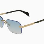 YELLOW GOLD FRONT/TEMPLE BLACK ETIP GRAD LIGHT BLUE LENSES METAL SUNGLASS