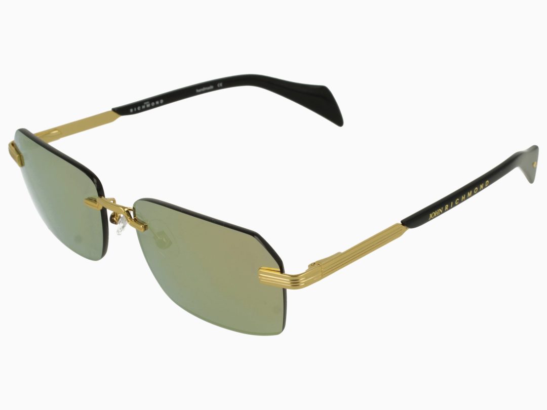 John Richmond RIS.046.01 YELLOW GOLD FRONT/TEMPLE BLACK ETIP FULL GOLD MIRR LENSES METAL SUNGLASS
