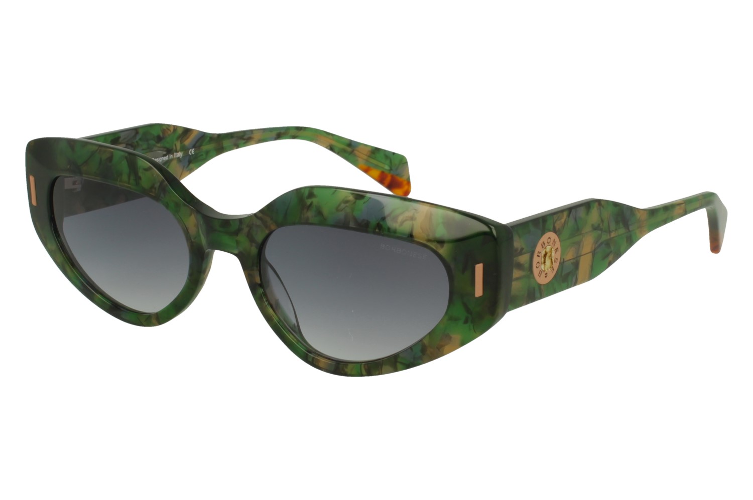 Borbonese BES.7161.04 FANTASY AVANA/GREEN FRONT/TEMPLE GR DARK BLUE LENSES PLASTIC SUNGLASSES