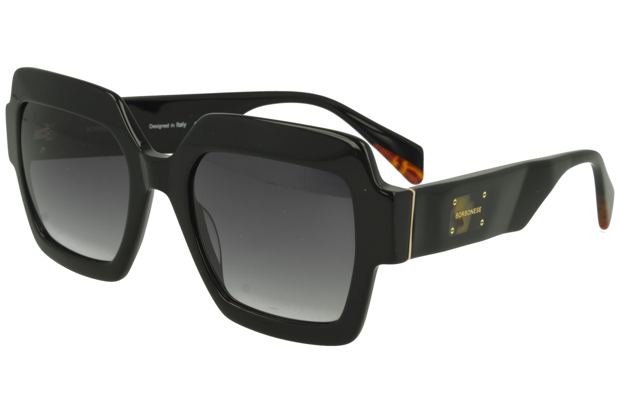 Borbonese BES.7165.00 BLACK FRONT/TEMPLE GR DARK GREY LENSES PLASTIC SUNGLASSES