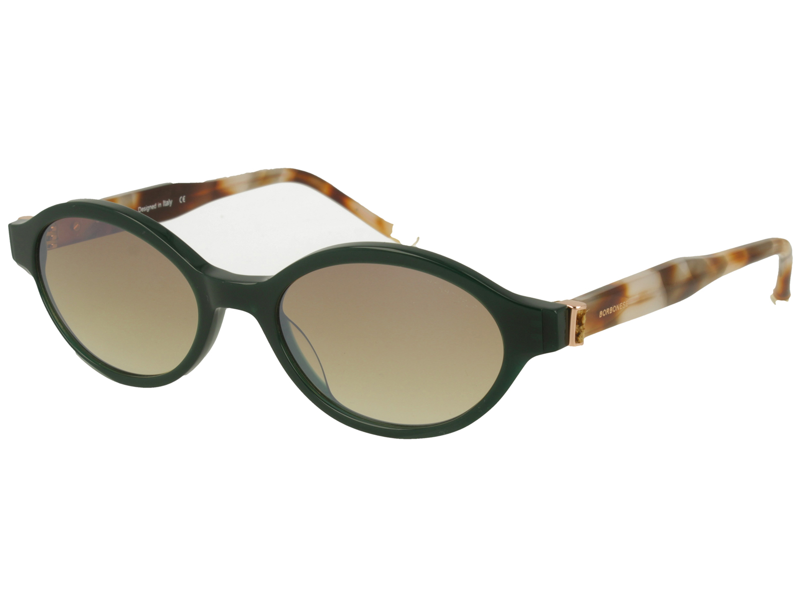 Borbonese BES.7174.07 DRK GREEN FRONT AVANA TOKYO TEMPLE GR BROWN MIRR LENSES PLASTIC SUNGLASSES