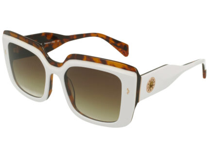 WHITE+AVANA FRONT/TEMPLE GRAD DARK BROWN LENSES PLASTIC SUNGLASSES