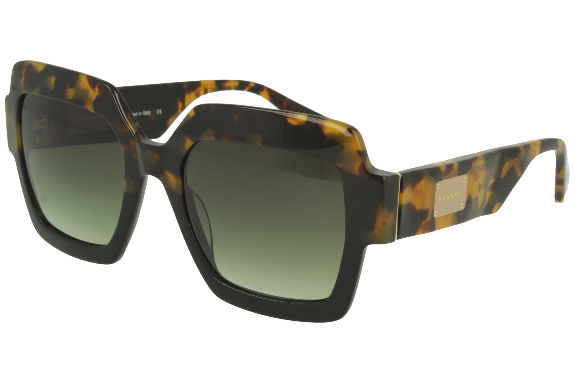 Borbonese BES.7165.16 AVANA/BLACK FRONT AVANA TEMPLE GR DARK GREEN LENSES PLASTIC SUNGLASSES