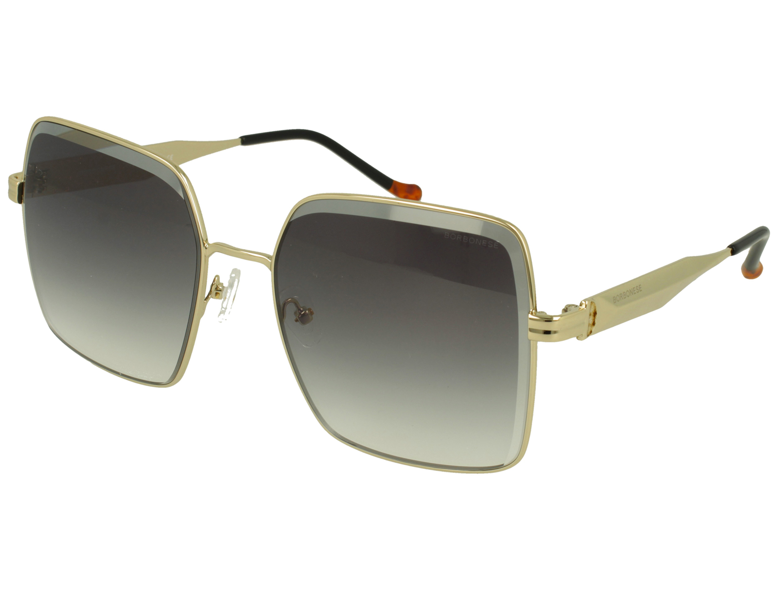 Borbonese BES.7171.10 SHINY GOLD FRONT/TEMPLE BLACK PLST ETIP GR DRK GREY LENSES METAL SUNGLASSES