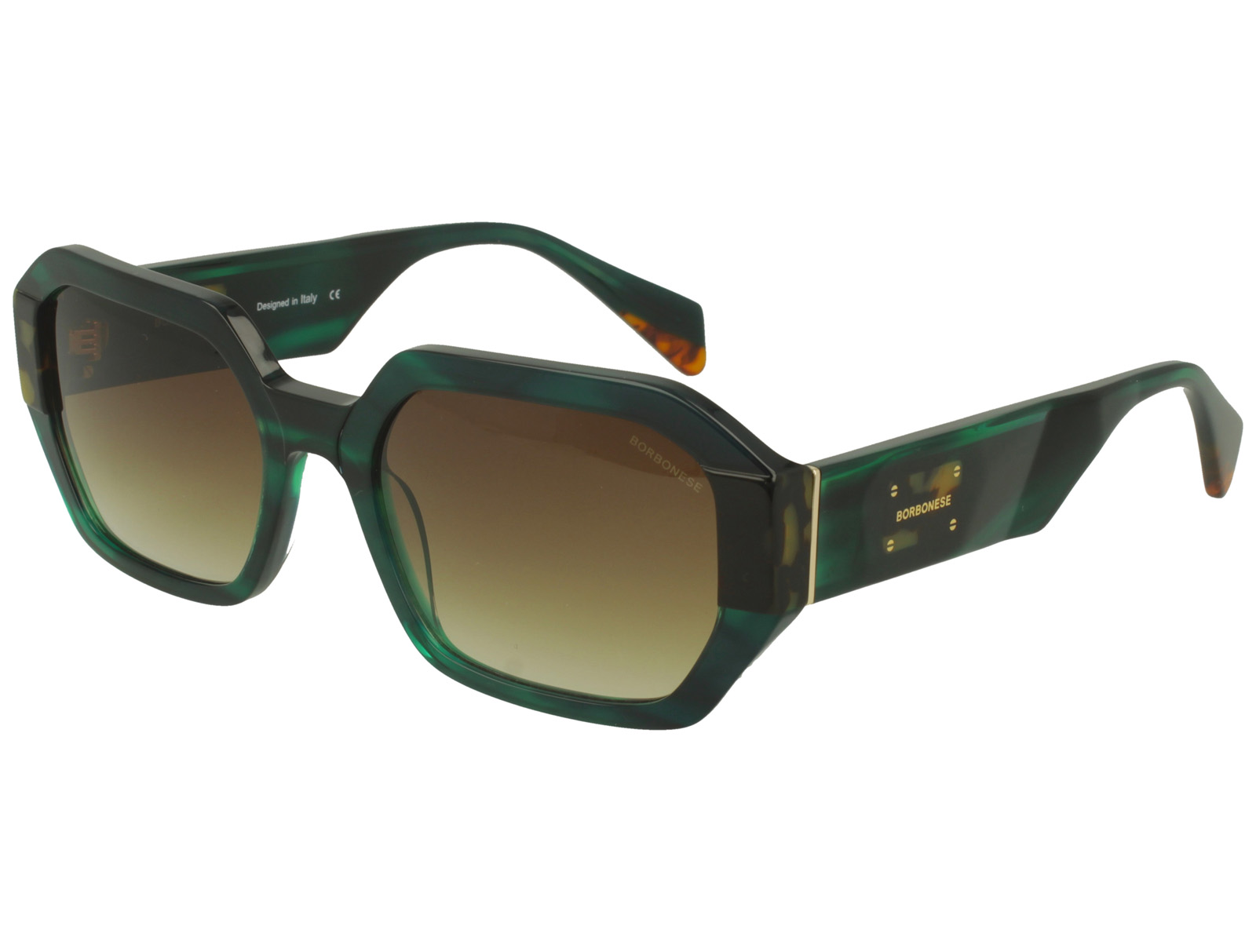 Borbonese BES.7179.07 FANTASY GREEN FRONT/TEMPLE GR DRK BROWN LENSES PLASTIC SUNGLASSES