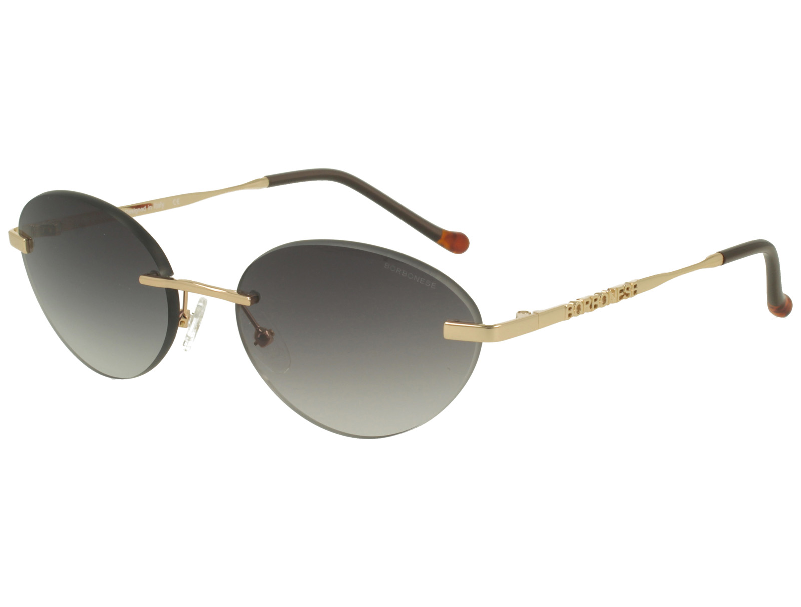 Borbonese BES.7185.10 SHINY GOLD FRONT DOVE PEARL AC TEMPLE GR DRK GREY LENSES METAL SUNGLASSES