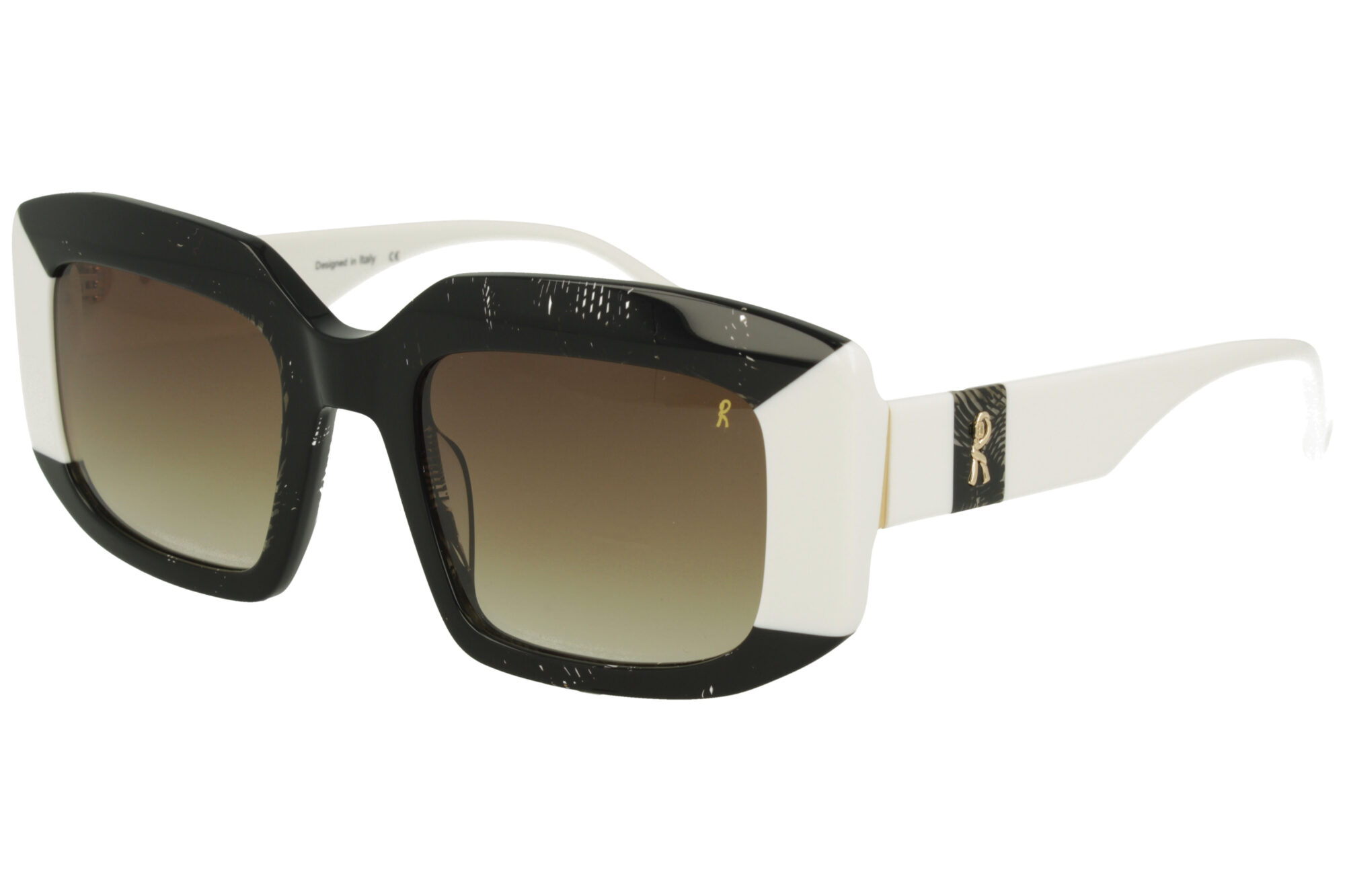 Roberta Di Camerino RDS.510.01 BLACK WIRE+WHITE FRONT/TEMPLE GRAD DARK BROWN LENSES PLASTIC SUNGLASSES