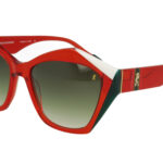 RED FRONT/TEMPLE WHITE/OTTANIUM CIL GR DRK GREEN LENSES PLASTIC SUNGLASSES