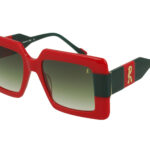 FULL RED + FULL OTTANIUM FRONT/TEMPLE GR DRK GREEN LENSES PLASTIC SUNGLASSES