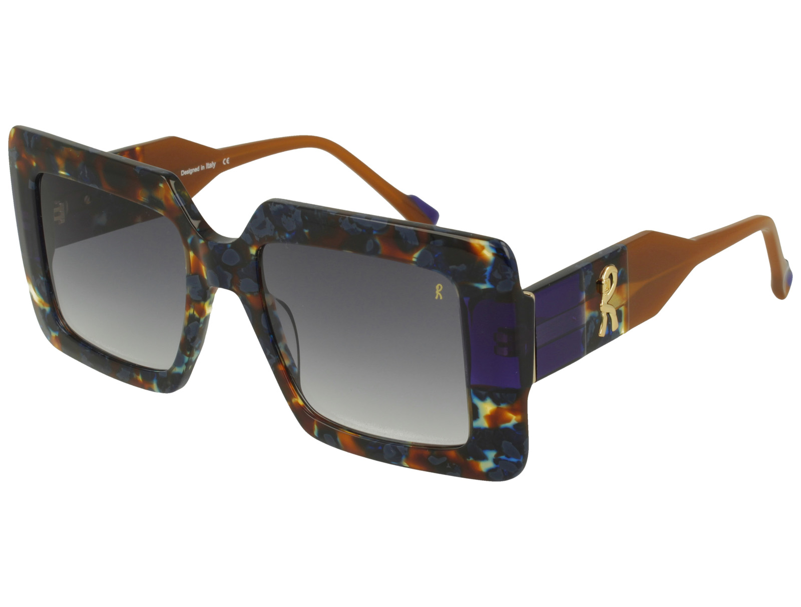Roberta Di Camerino RDS.517.07 MULTI BLUE AVANA+XTAL DRK VIOLET FRONT/TEMPLE GR DRK BLUE LENSES PLAST SUNGLASS