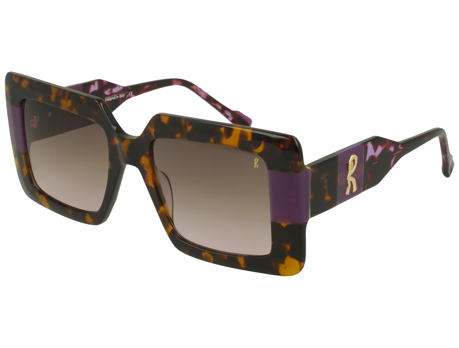 Roberta Di Camerino RDS.517.16 DARK AND PURPLE AVANA+MILKY PURPLE FRONT/TEMPLE GR GREY PINK LENS PLAST SUNGLASS