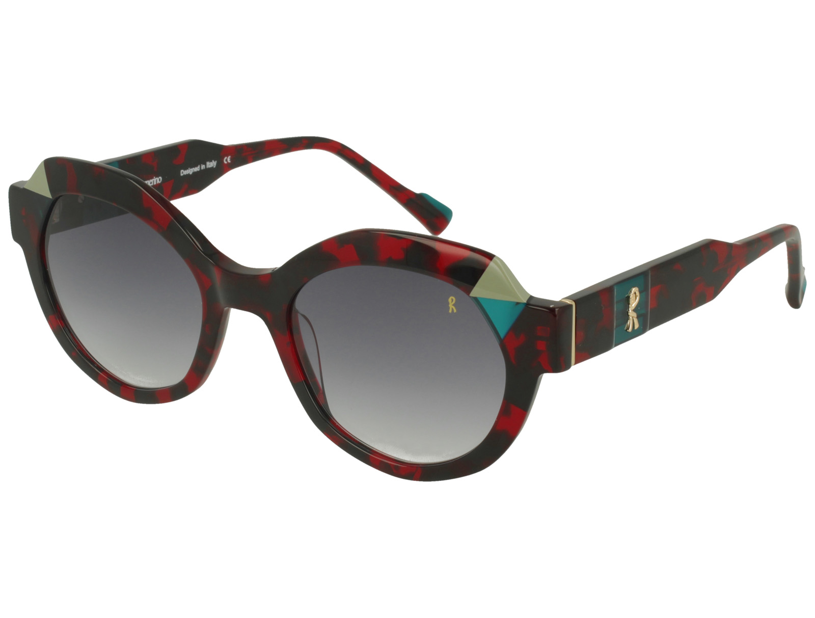 Roberta Di Camerino RDS.518.05 AVANA RED+XTAL OTTANIUM+SAGE FRONT/TEMPLE GR DRK BLUE LENSES PLASTIC SUNGLASSES