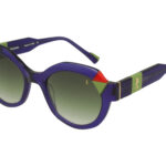 XTALDARK VIOLET+GREEN FRONT/TEMPLE GR DRK GREEN LENSES PLASTIC SUNGLASSES