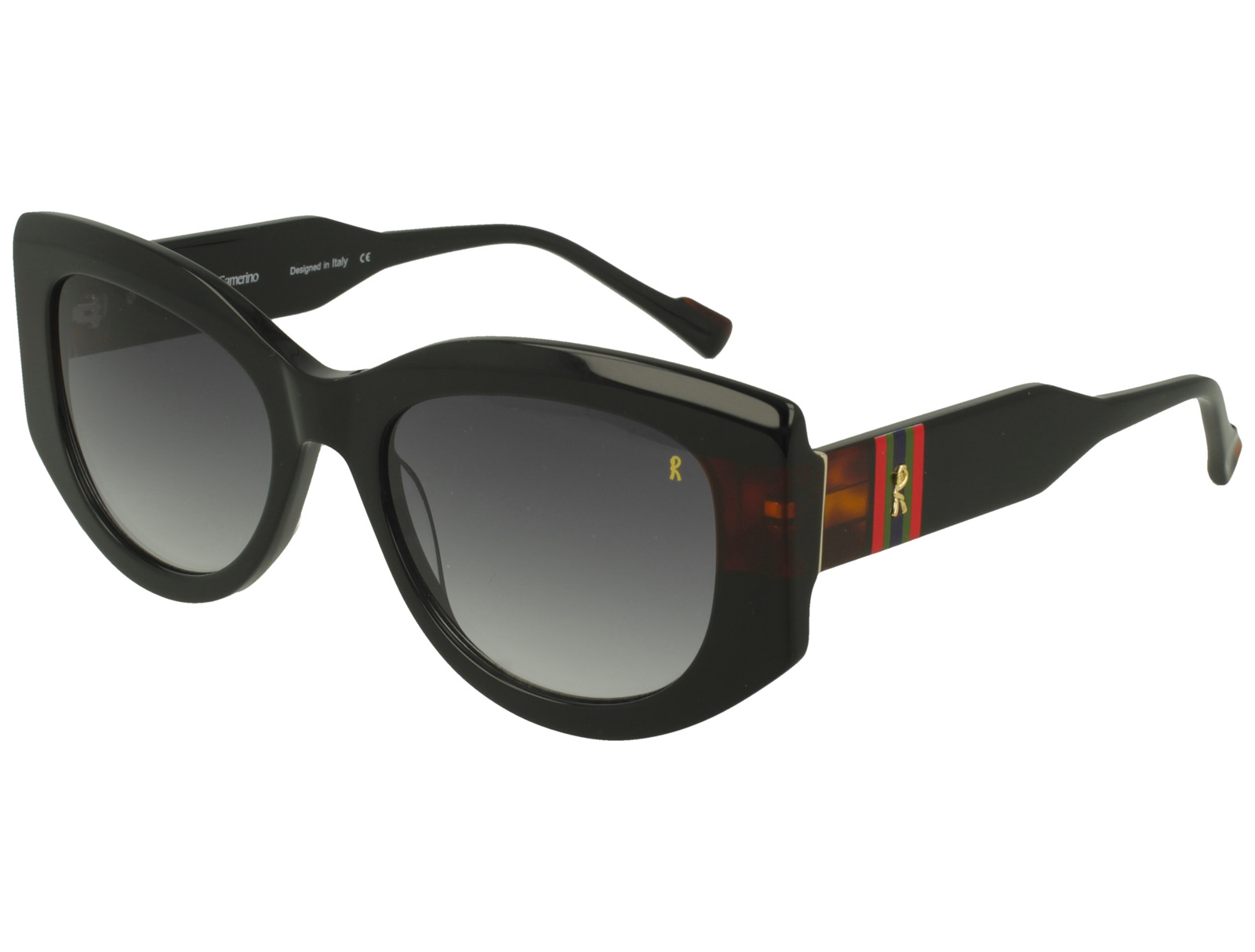 Roberta Di Camerino RDS.520.00 BLACK+DARK AVANA FRONT/TEMPLE GR DRK GREY LENSES PLASTIC SUNGLASSES