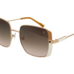 SHINY PINK GOLD PEACH/WHITE FRONT/TEMPLE GR DARK PINK LENSES METAL SUNGLASSES