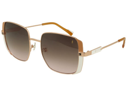 SHINY PINK GOLD PEACH/WHITE FRONT/TEMPLE GR DARK PINK LENSES METAL SUNGLASSES