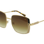 SHINY GOLD/BLACK/DOVE FRONT/TEMPLE GR DARK BROWN LENSES METAL SUNGLASSES