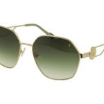 SHINY GOLD FRONT/TEMPLE SAGE AC TIP GR DARK GREEN LENSES METAL SUNGLASSES