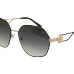 SHINY PINK GOLD/BLK FRONT/TEMPLE BLK AC TIP GR DARK GREY LENSES METAL SUNGLASSES