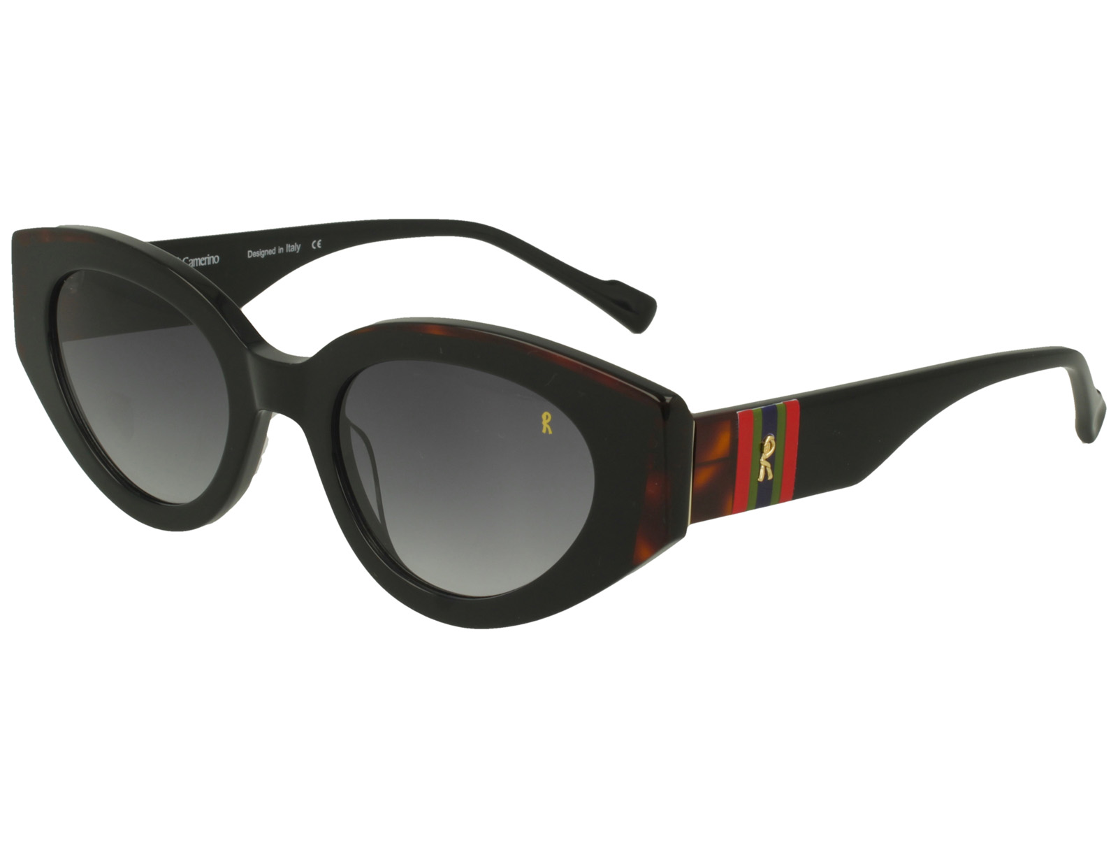 Roberta Di Camerino RDS.524.00 BLACK/DARK AVANA FRONT/TEMPLE GR DRK GREY LENSES PLASTIC SUNGLASSES