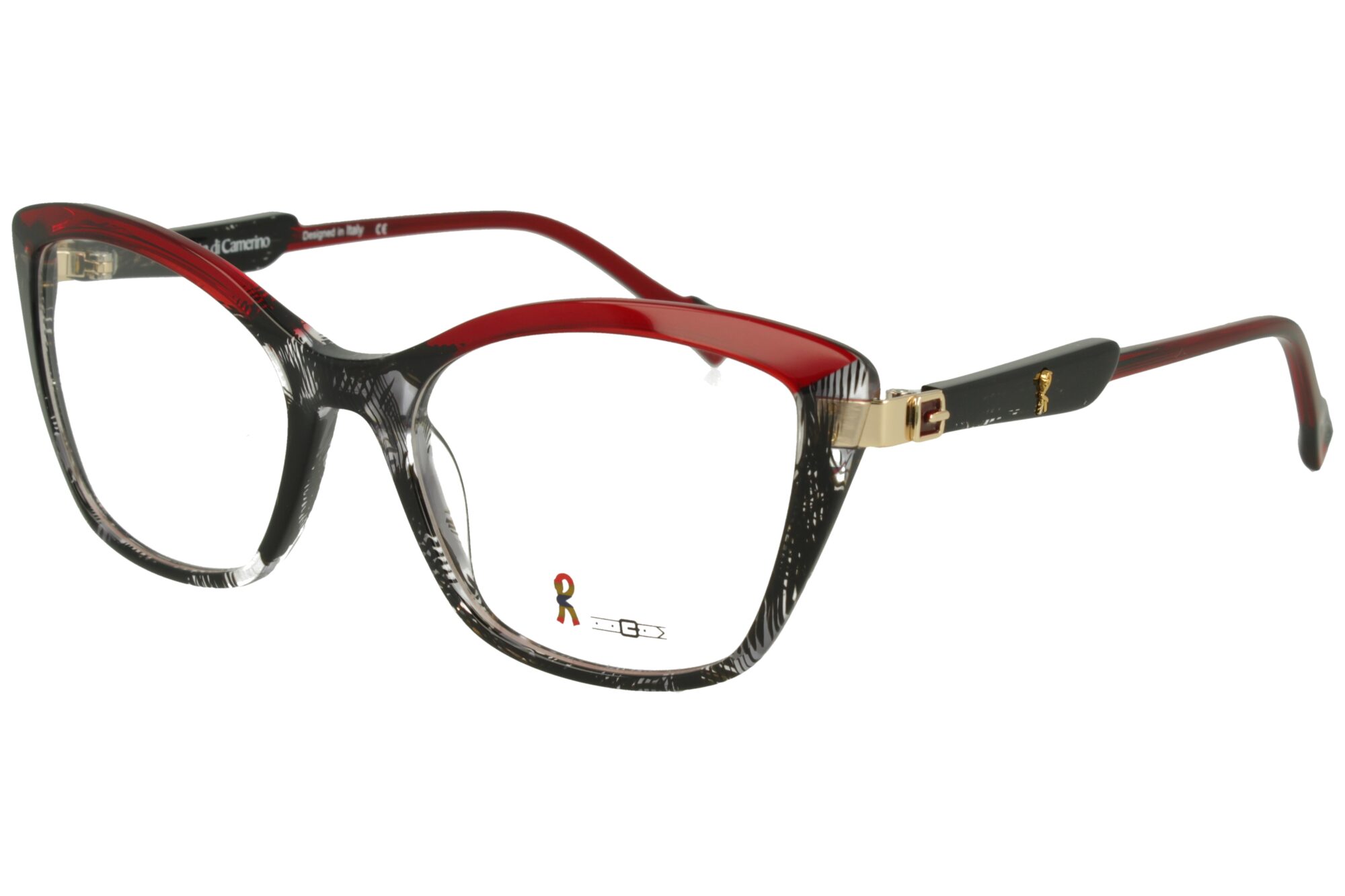 Roberta Di Camerino RDV.328.01 BLACK FANTASY+XTAL DARK RED FRONT BLACK WIRE+XTL DRK RED TEMPLE PLASTIC FRAME