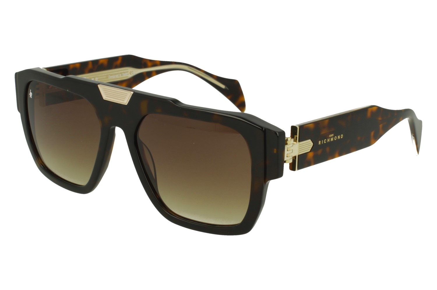 John Richmond RIS.068.16 DRK AVANA FRONT DRK AVANA/XTAL TEMPLE GR DRK BROWN LENSES PLASTIC SUNGLASSES