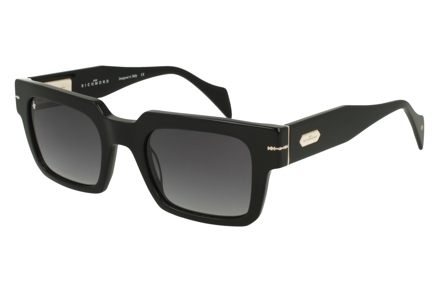 John Richmond RIS.071.00 BLACK FRONT/TEMPLE GR DRK GREY LENSES PLASTIC SUNGLASSES