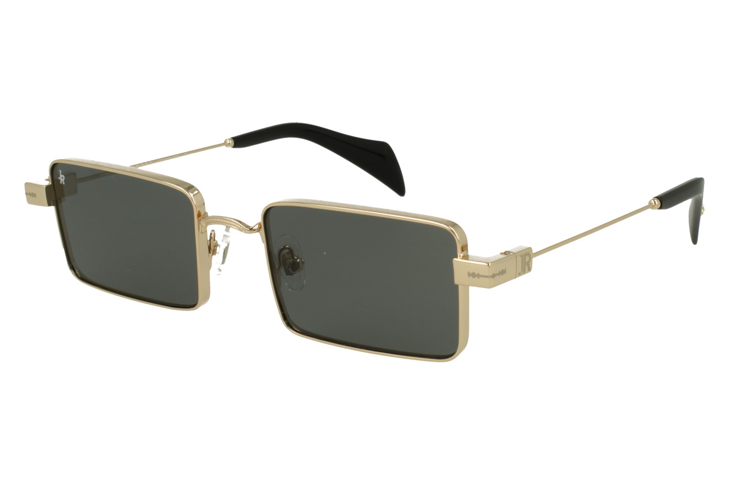 John Richmond RIS.077.12 SHINY GOLD FRONT/TEMPLE BLACK AC ETIP FULL DRK GREY LENSES SUNGLASSES