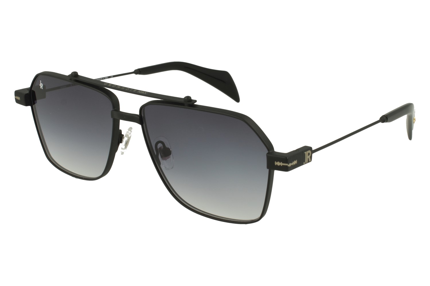 John Richmond RIS.081.01 BLACK MATT FRONT/TEMPLE BLACK AC ETIP GR DARK BLU LENSES METAL SUNGLASSES