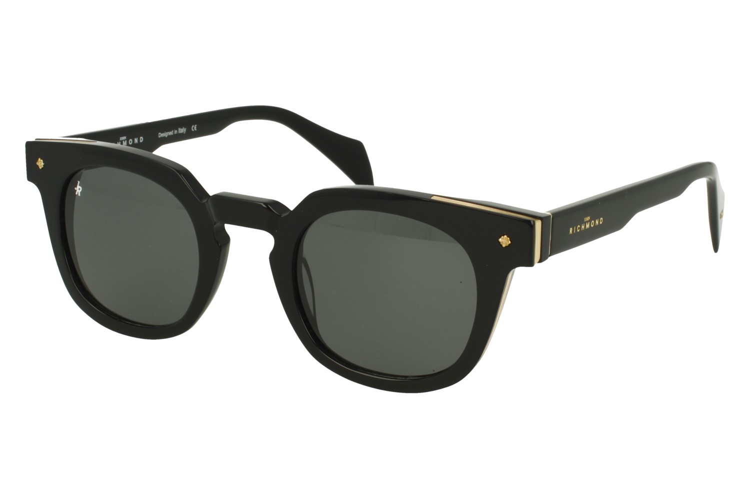 John Richmond RIS.083.00 BLACK FRONT/TEMPLE FULL DARK GREY LENSES PLASTIC SUNGLASS