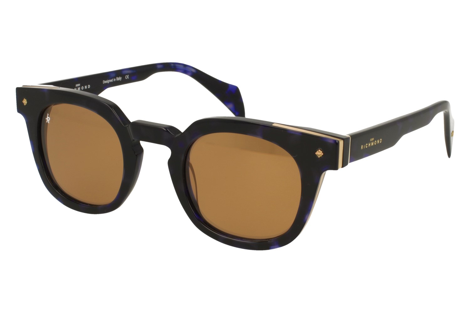John Richmond RIS.083.02 AVANA BLUE FRONT/TEMPLE BROWN MIRR LENSES PLASTIC SUNGLASS