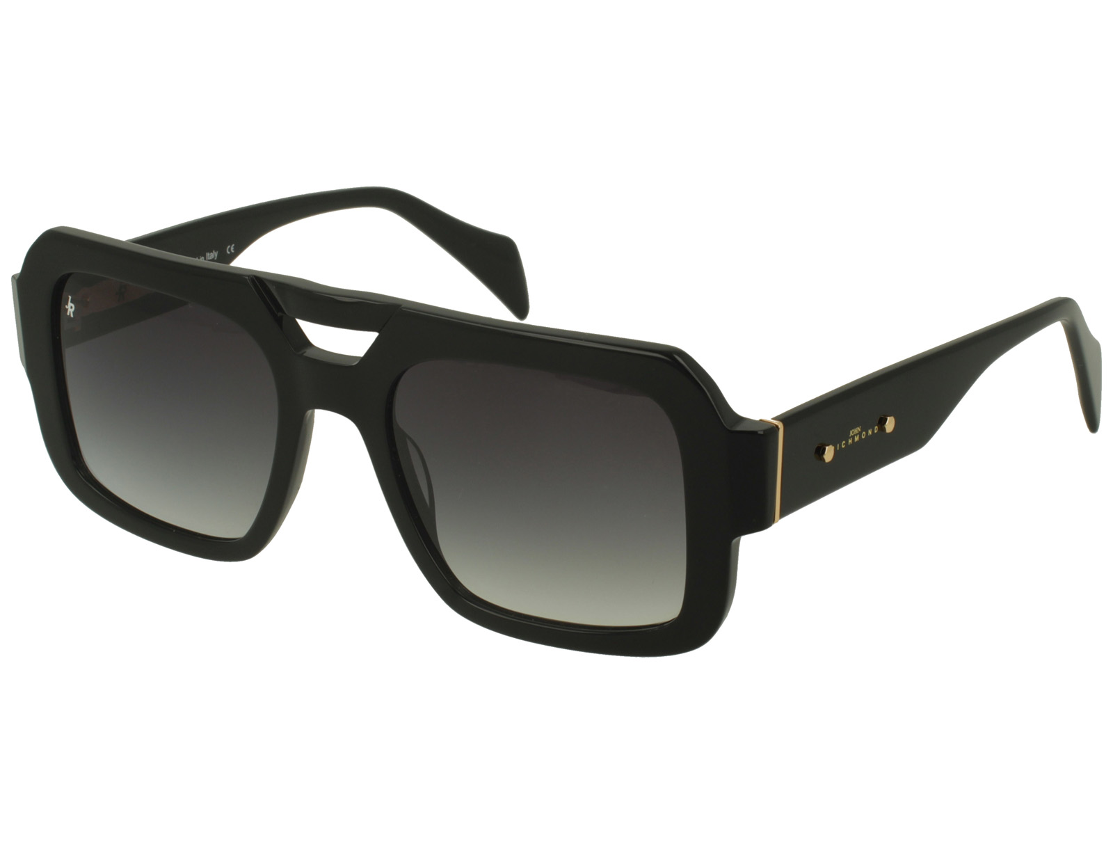 John Richmond RIS.085.00 BLACK FRONT/TEMPLE GRAD GREY LENSES PLASTIC SUNGLASSES