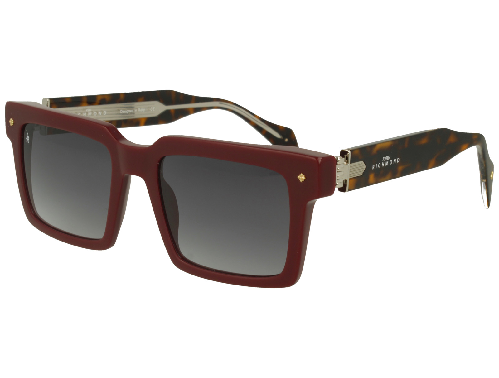 John Richmond RIS.086.05 BORDEAUX MATT FRONT DRK AVANA OUT/XTAL IN TEMPLE GRAD GREY LENSES PLAST SUNGLASS