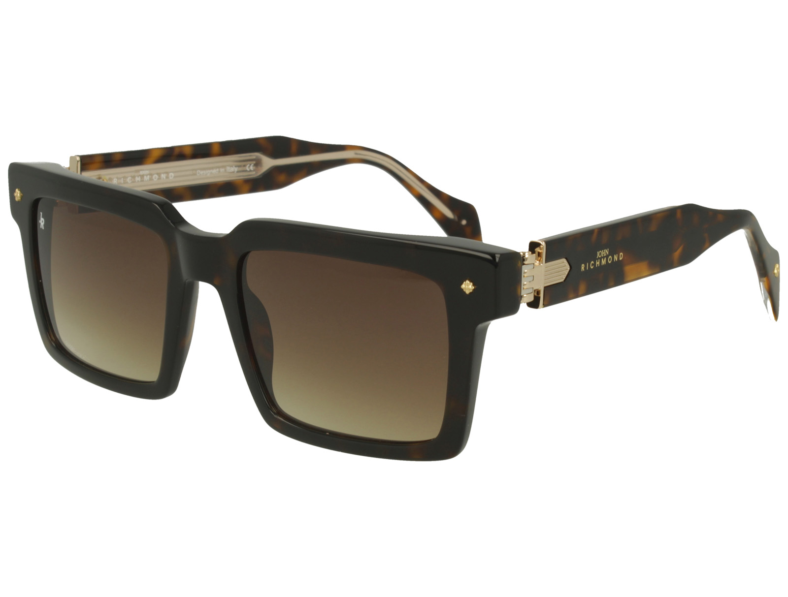 John Richmond RIS.086.16 DARK AVANA FRONT DRK AVANA OUT/XTAL IN TEMPLE GRAD BROWN LENSES PLAST SUNGLASS