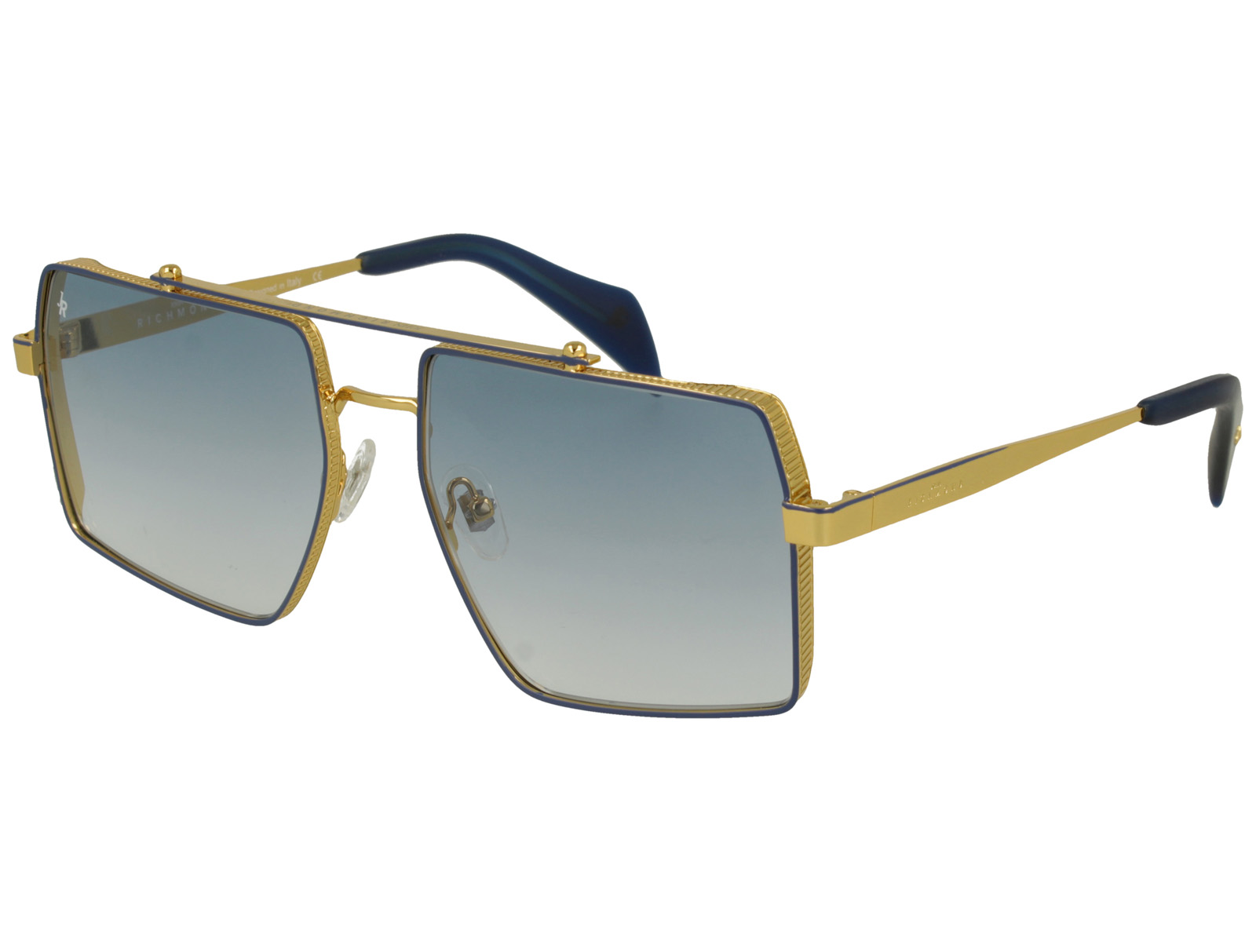 John Richmond RIS.088.12 YELLOW GOLD/BLU MATT FRONT/TEMPLE BLU MATT AC ETIP GR BLU LENSES METAL SUNGLASS