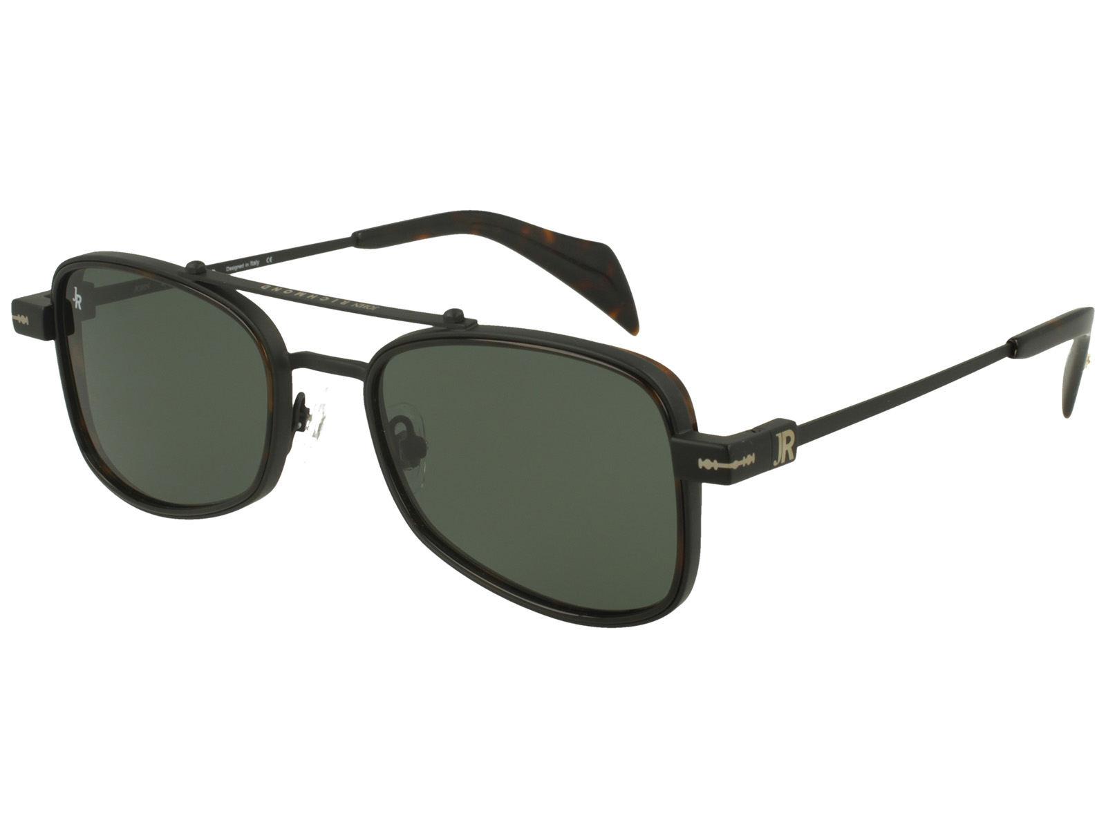 John Richmond RIS.092.00 BLACK MATT FRONT/TEMPLE DRK AVANA AC PARTS G15 LENSES METAL SUNGLASSES
