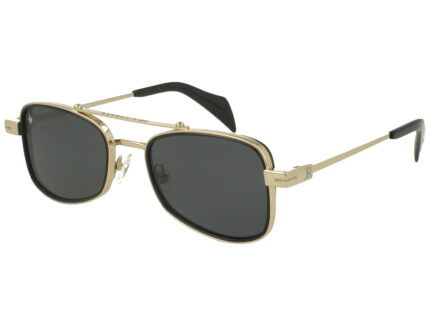 SHINY GOLD FRONT/TEMPLE BLK AC PARTS FULL DRK GREY LENSES METAL SUNGLASSES