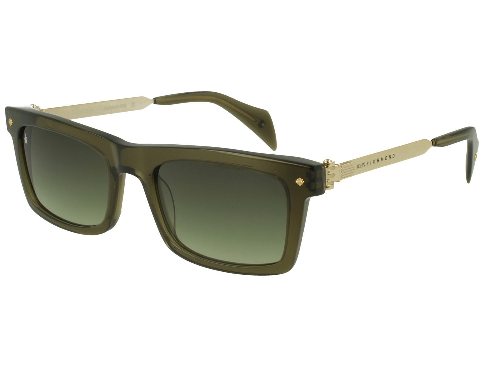 John Richmond RIS.093.07 XTAL DARK OLIVE FRONT/ETIP GRAD DARK GREEN LENSES PLASTIC SUNGLASSES