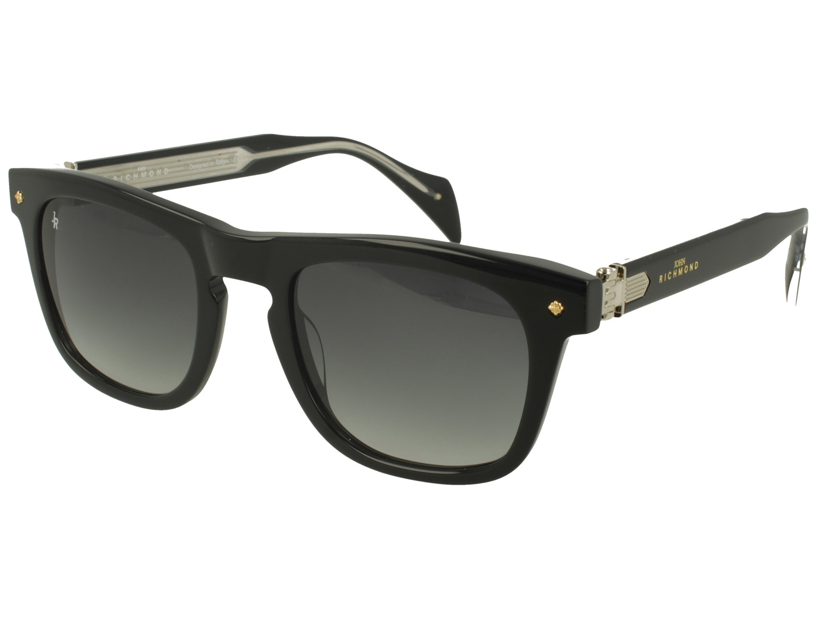 John Richmond RIS.094.00 BLACK FRONT BLACK/XTAL TEMPLE GR DRK GREY LENSES PLASTIC SUNGLASSES
