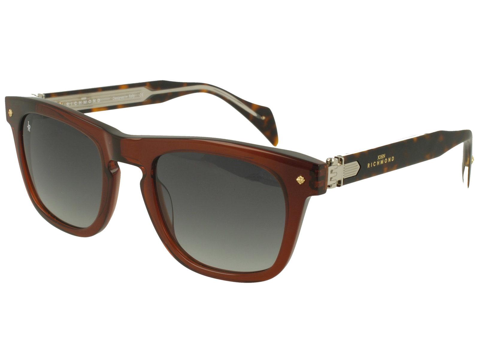 John Richmond RIS.094.07 COGNAC FRONT DRK AVANA MATT/XTAL TEMPLE GR DRK GREY LENSES PLASTIC SUNGLASSES