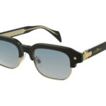 BLACK MATT /SHY GOLD FRONT BLK/XTAL TEMPLE GRAD BLUE LENSES PLASTIC SUNGLASSES