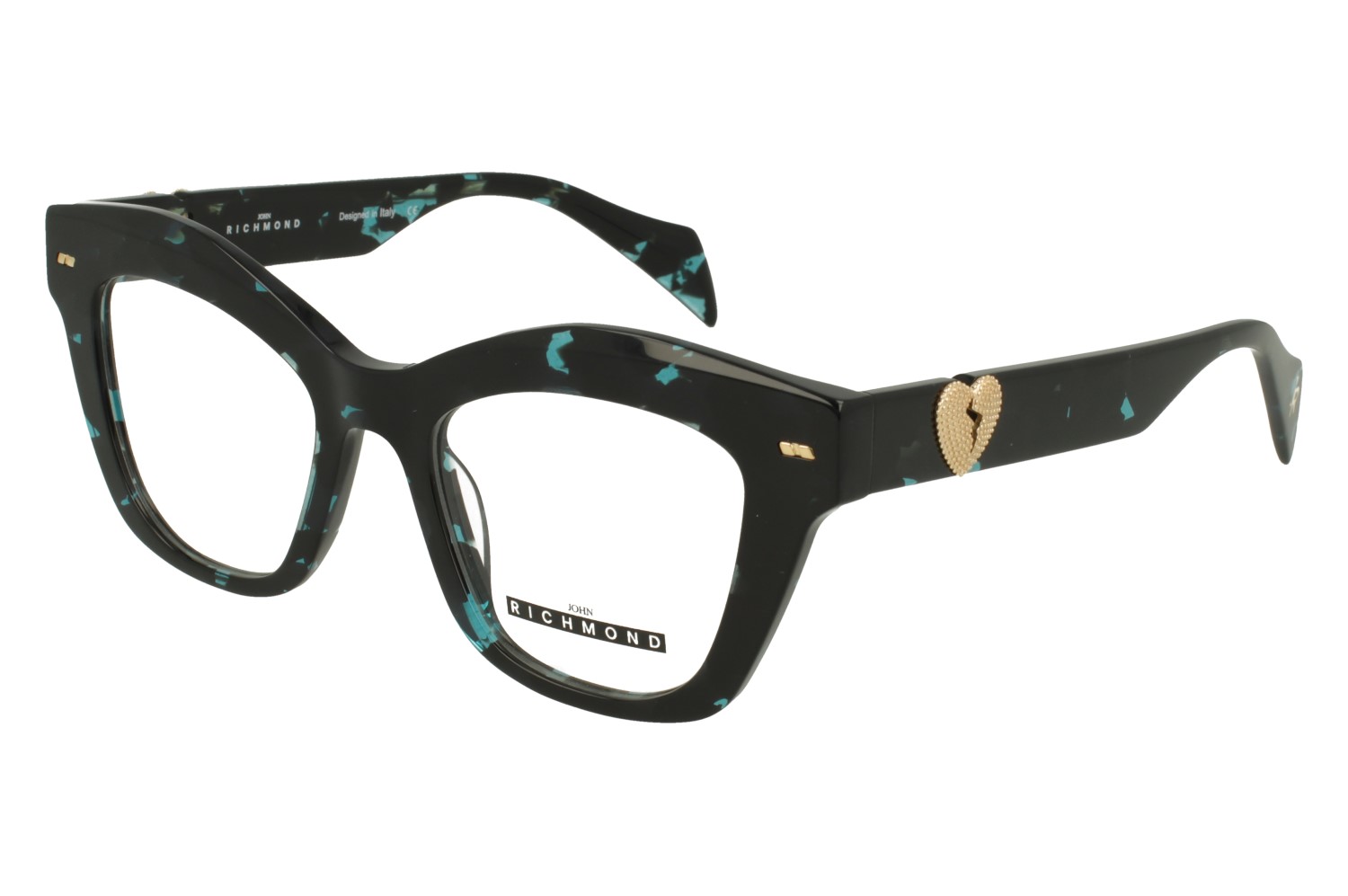 John Richmond RIV.232.03 AVANA BLACK TURQUOISE FRONT AND TEMPLE PLASTIC FRAME