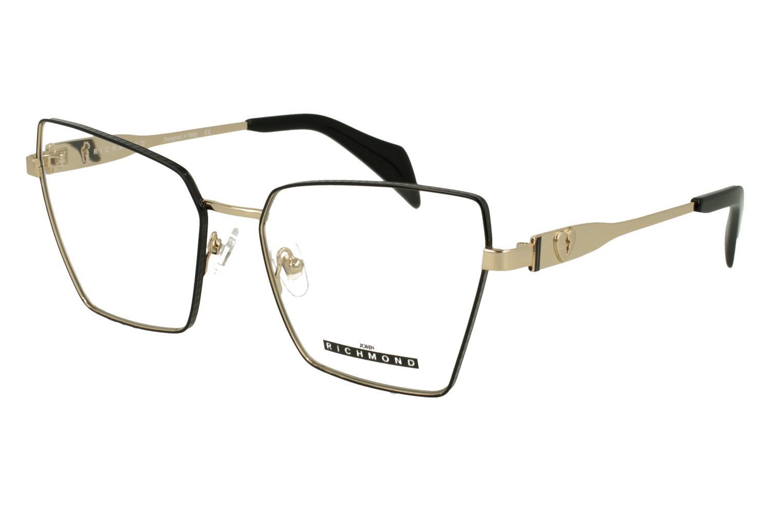 John Richmond RIV.235.14 SHINY GOLD+BLACK FRONT AND TEMPLE BLACK AC TIP METAL FRAME