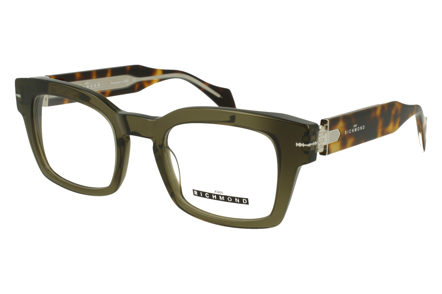 John Richmond RIV.238.07 XTAL DARK OLIVE FRONT MEDIUM AVANA + XTAL INSIDE TEMPLE PLASTIC FRAME