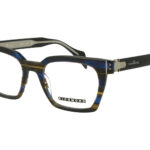 STRIPED BROWN/BLUE FRONT BLACK/XTAL TEMPLE PLASTIC FRAME